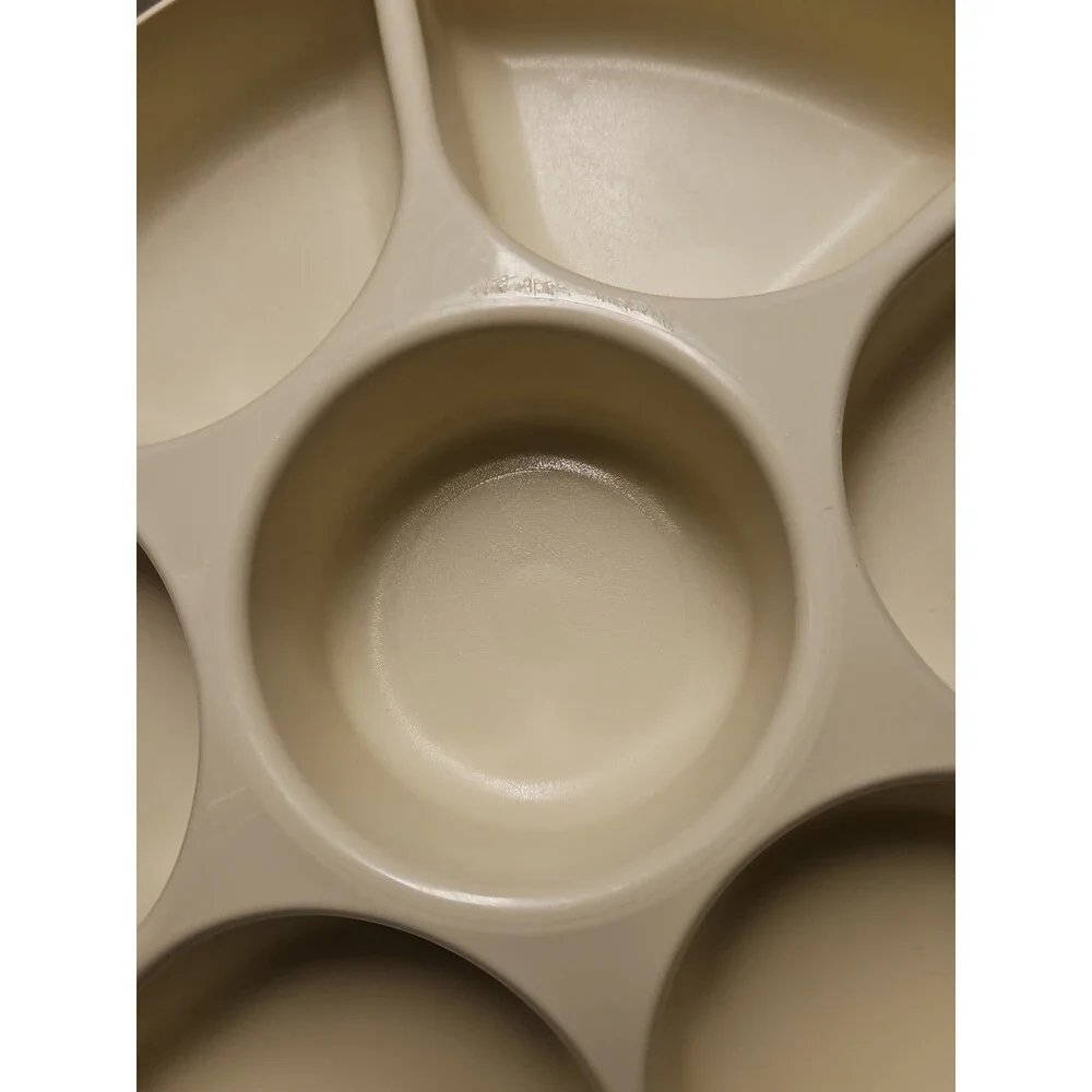 Tupperware Divided Serving Tray 1665-3 Almond With Lid & Dip Bowl 2 pc set